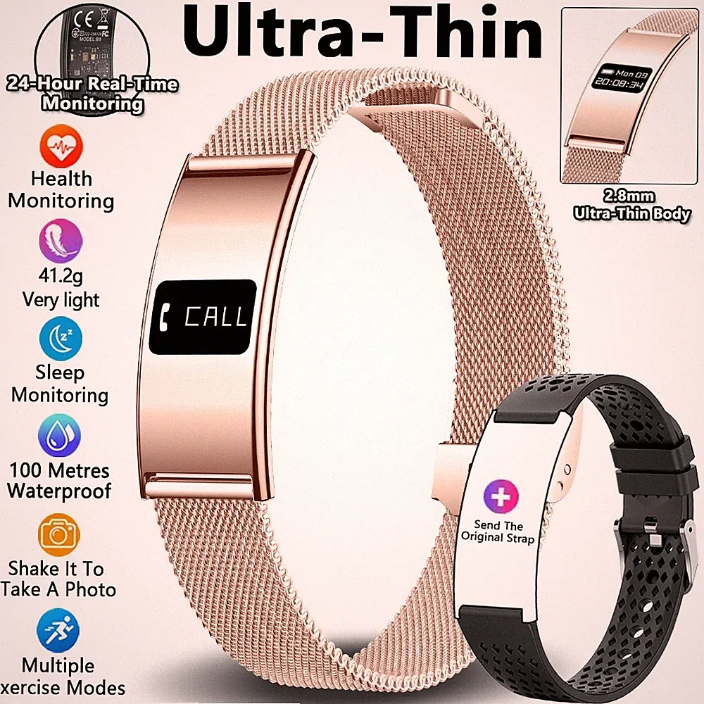 Smartwatch Ultradünn Fitness Uhr Herzfrequenz Schlaf Sport Android IOS
