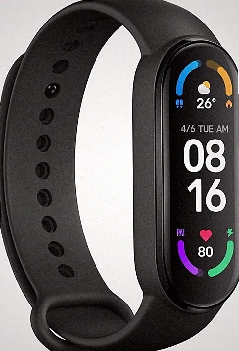 SmartWatch Xiaomi Band 6 Tracking 18mm Schwarz mit Sportarmband in Schwarz
