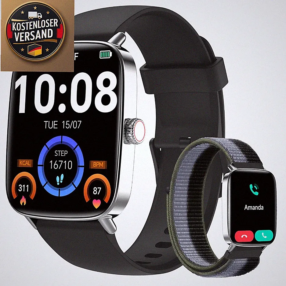 Smartwatch Yoever 1.85 Zoll Wasserdicht Fitnessuhr Schrittzäh