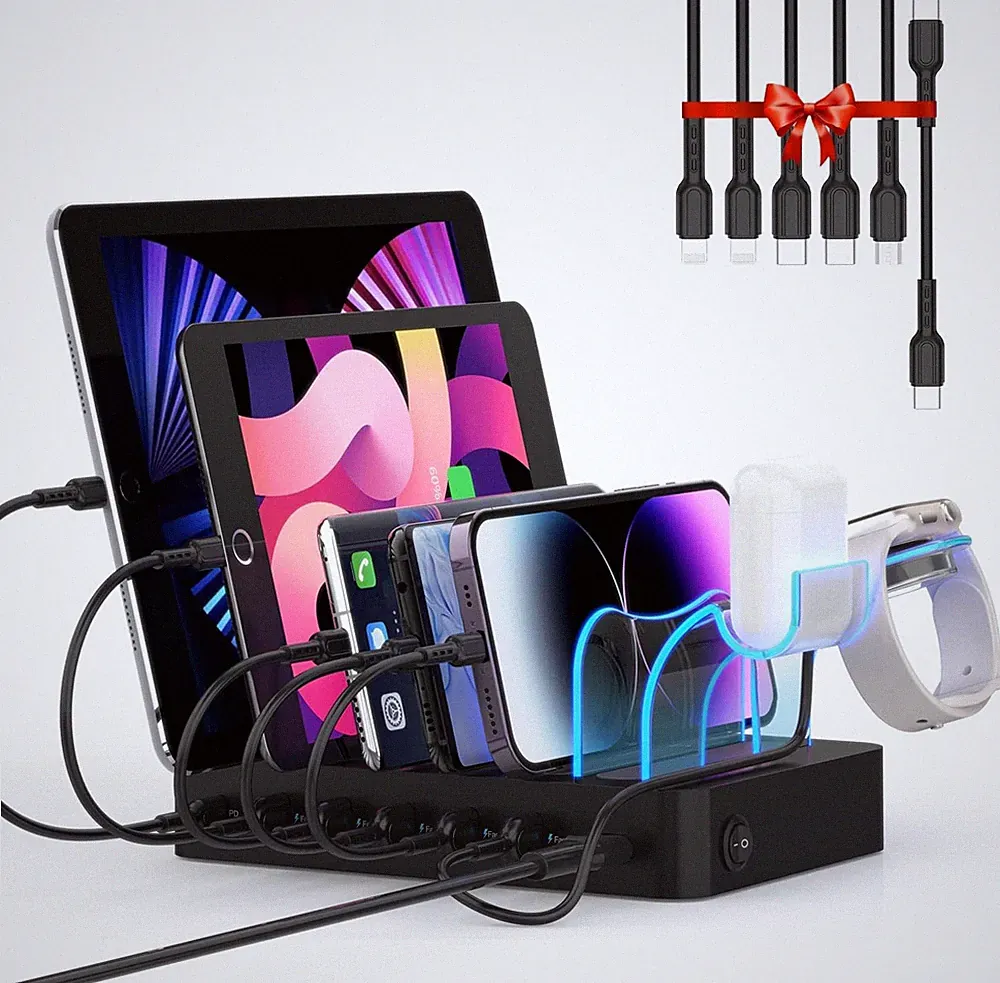 SooPii USB Ladestation 60W 6-Port PD 20W 2-in