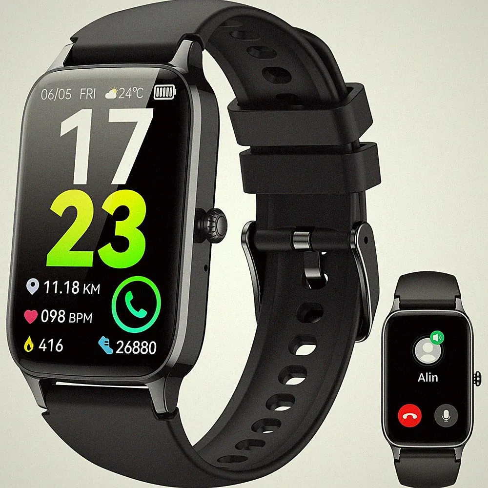 Soudorv Smartwatch für Herren Damen, 1,57" HD Fitness mit 1,57", A-Schwarz