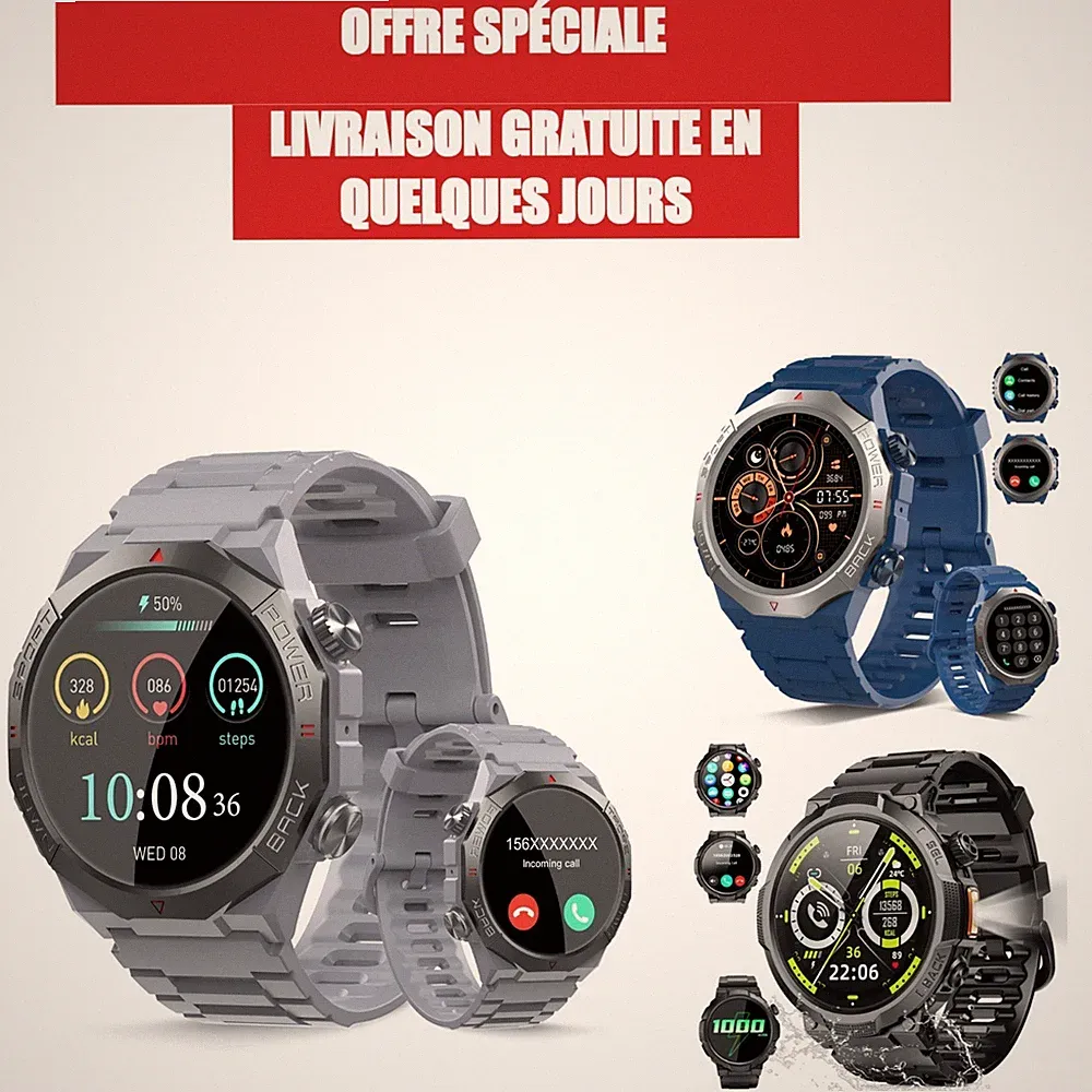 Soudorv Smartwatch für Männer, 1,39" HD, IP68, Fitness Tracker, Grau