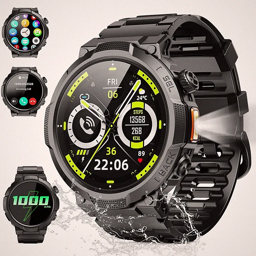 Soudorv Smartwatch Herren Damen 1 53 Zoll HD 1000mAh Militäruhr NEU