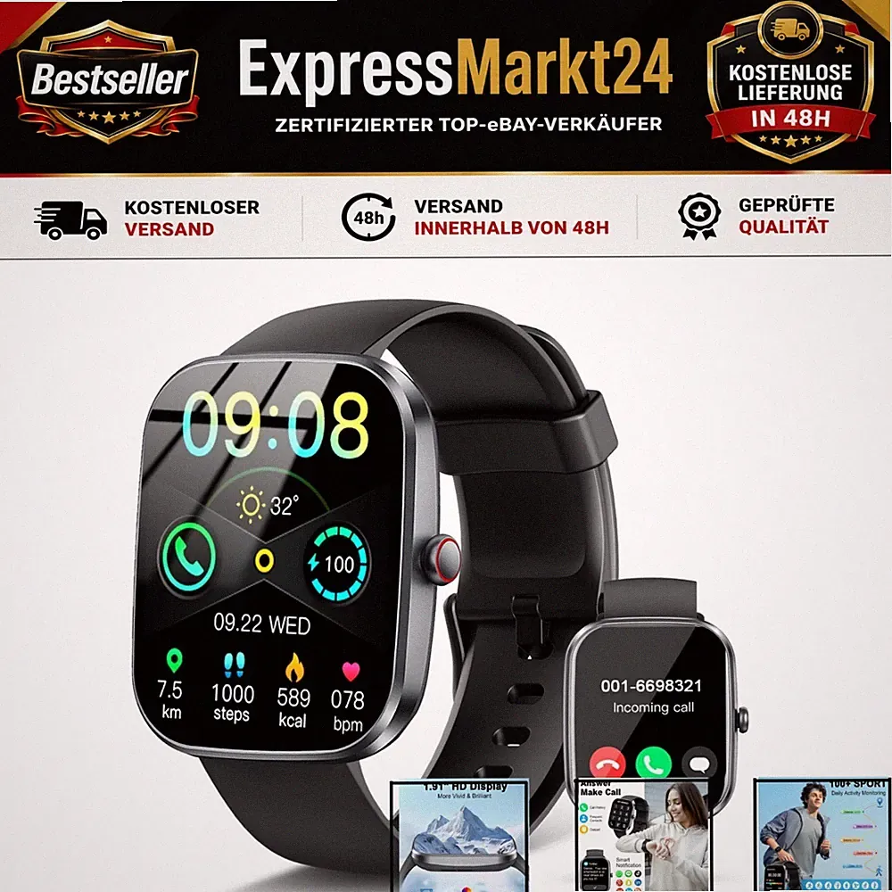 Soudorv T70 Smartwatch 1.91'' HD Bluetooth Fitness Tracker IP68 Wasserdicht