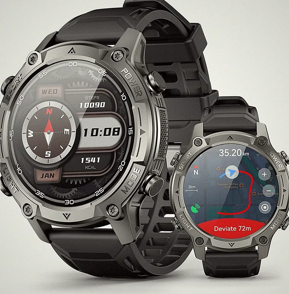 SOUYIE Smartwatch Herren Mit Gps,Offline-Karten & 6-Satelliten-Navi, 5ATM Wasser