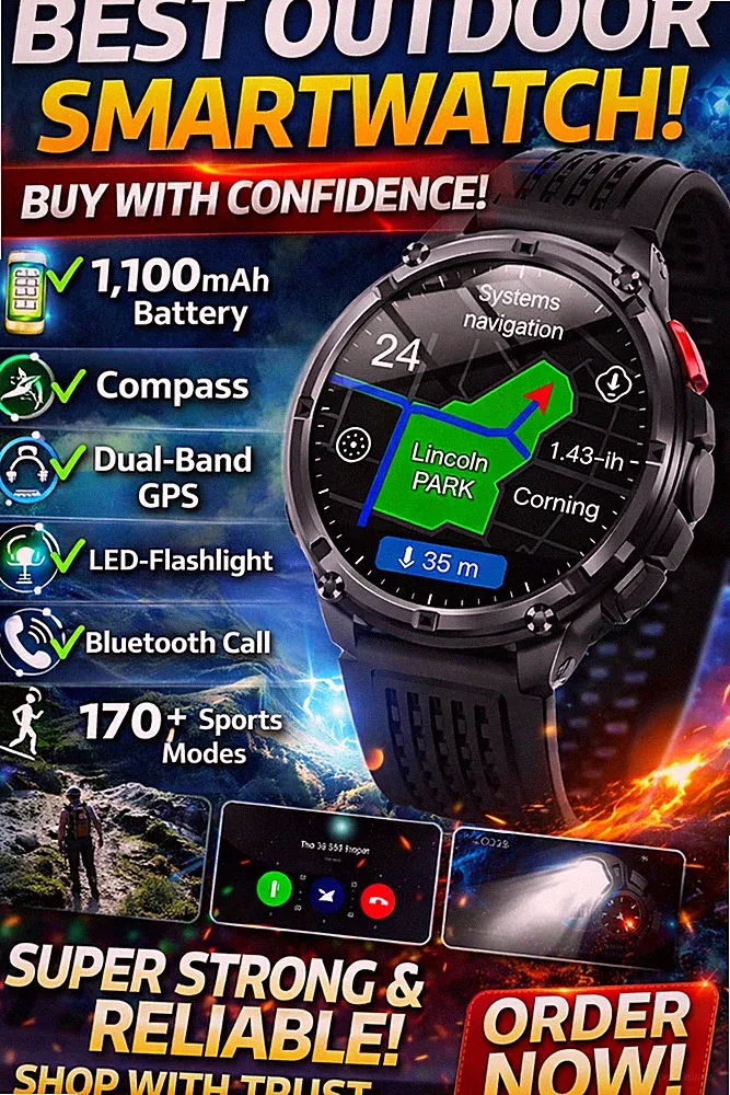 Sport Bluetooth-Smartwatch mit Blutdruckmessgerät Damen & Herren Fitness-Tracker