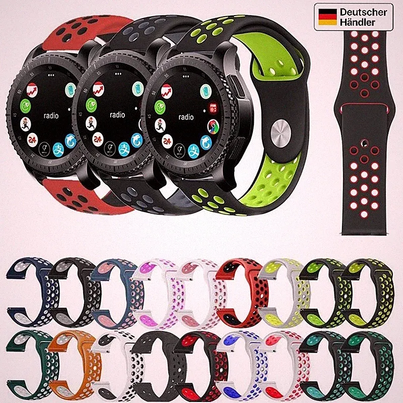 Sport Silikon Armband für Samsung Huawei Amazfit Garmin SmartWatch 20mm/22mm