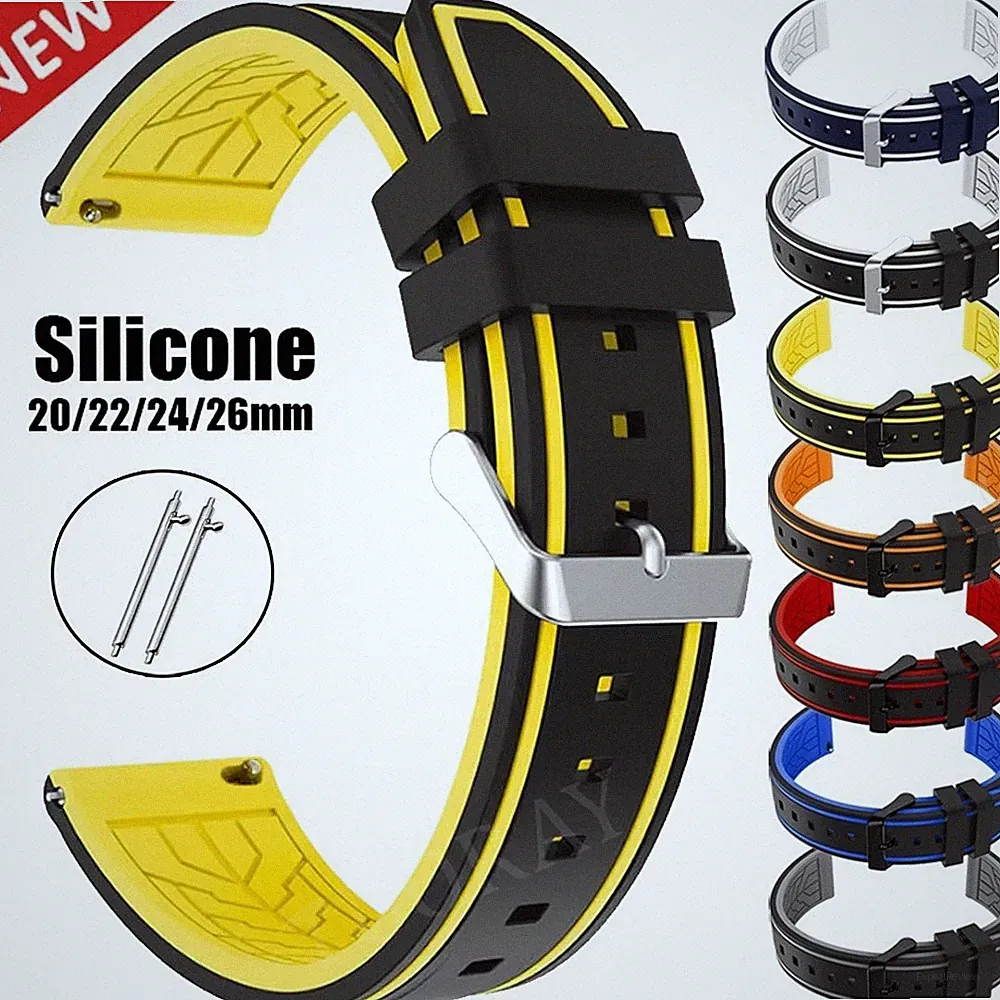 Sport Silikon Uhrenarmband Universal 20 22 24 26mm Armband Ersatzband Smartwatch