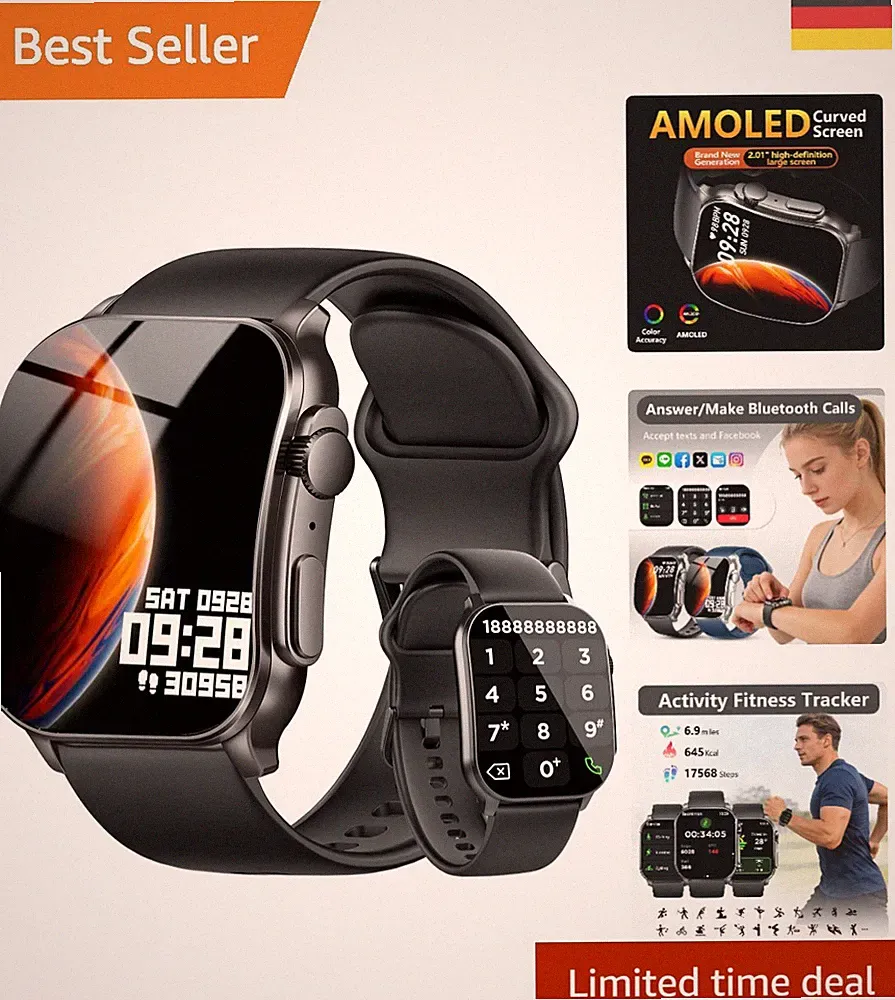 Sportliche Smartwatch mit AMOLED Display und 30m - Ideal für Aktive