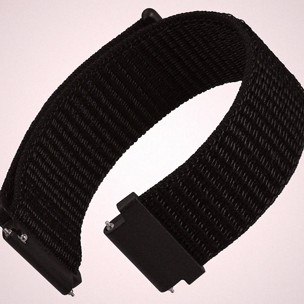 Sportliches Nylon Uhrenarmband mit Verstellbarem Klettverschluss - 20mm Schwarz