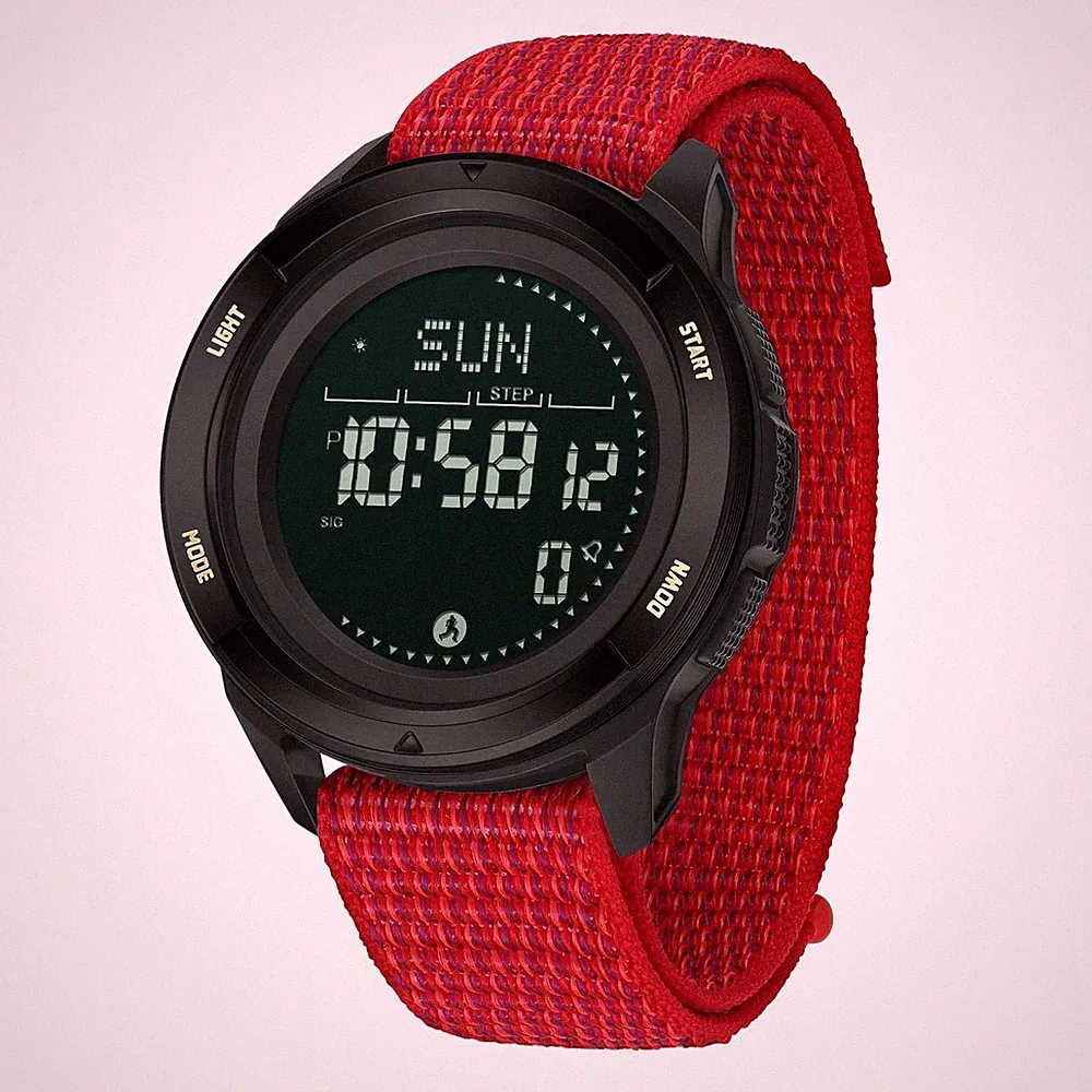 Sportuhr für Herren, Armband aus Nylon, Wanderuhr, mit Metronom, Kompass, Sto...