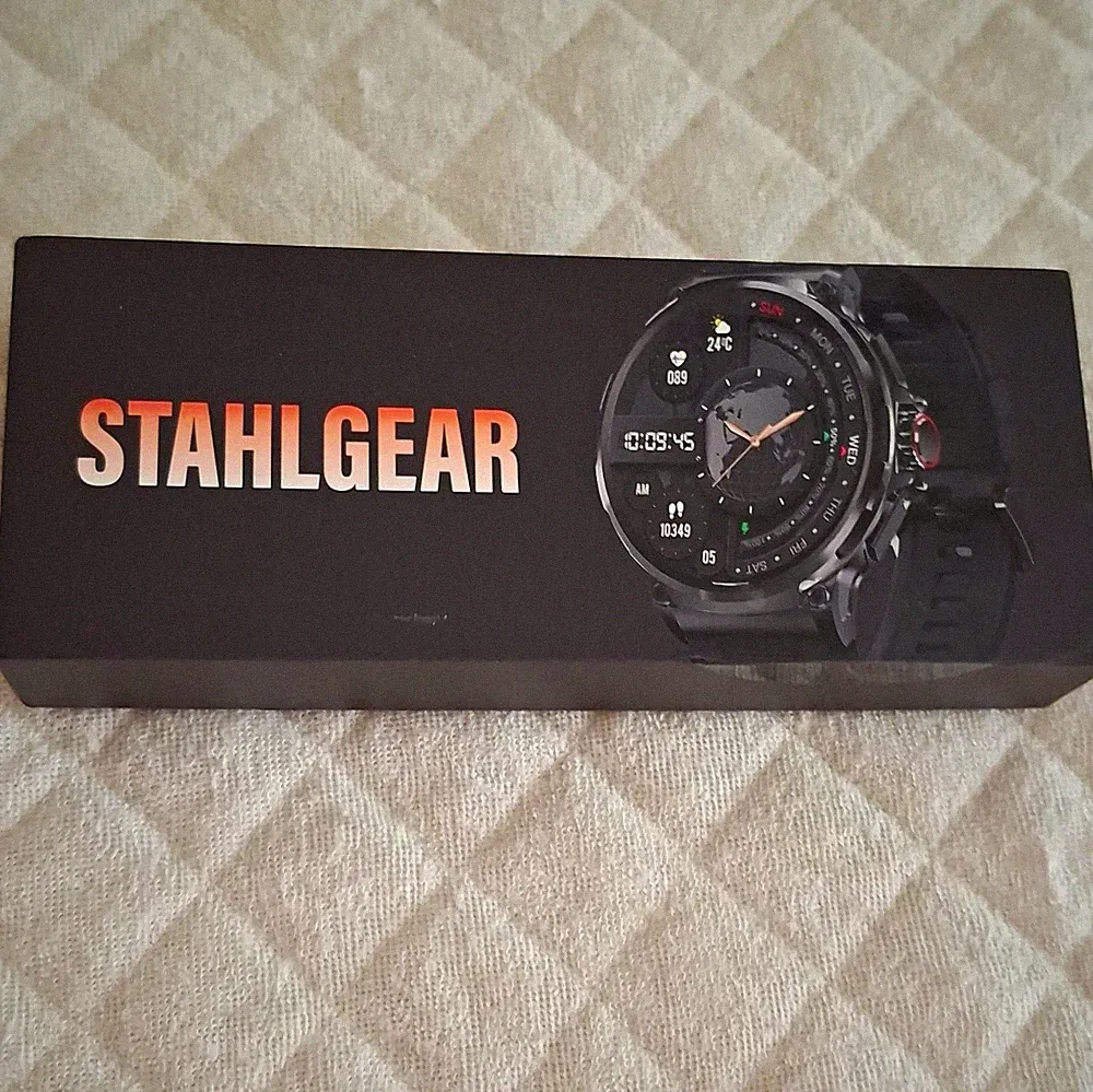 STAHLGEAR Smartwatch 44 mm Schwarz Silikonarmband kompatibel mit Android