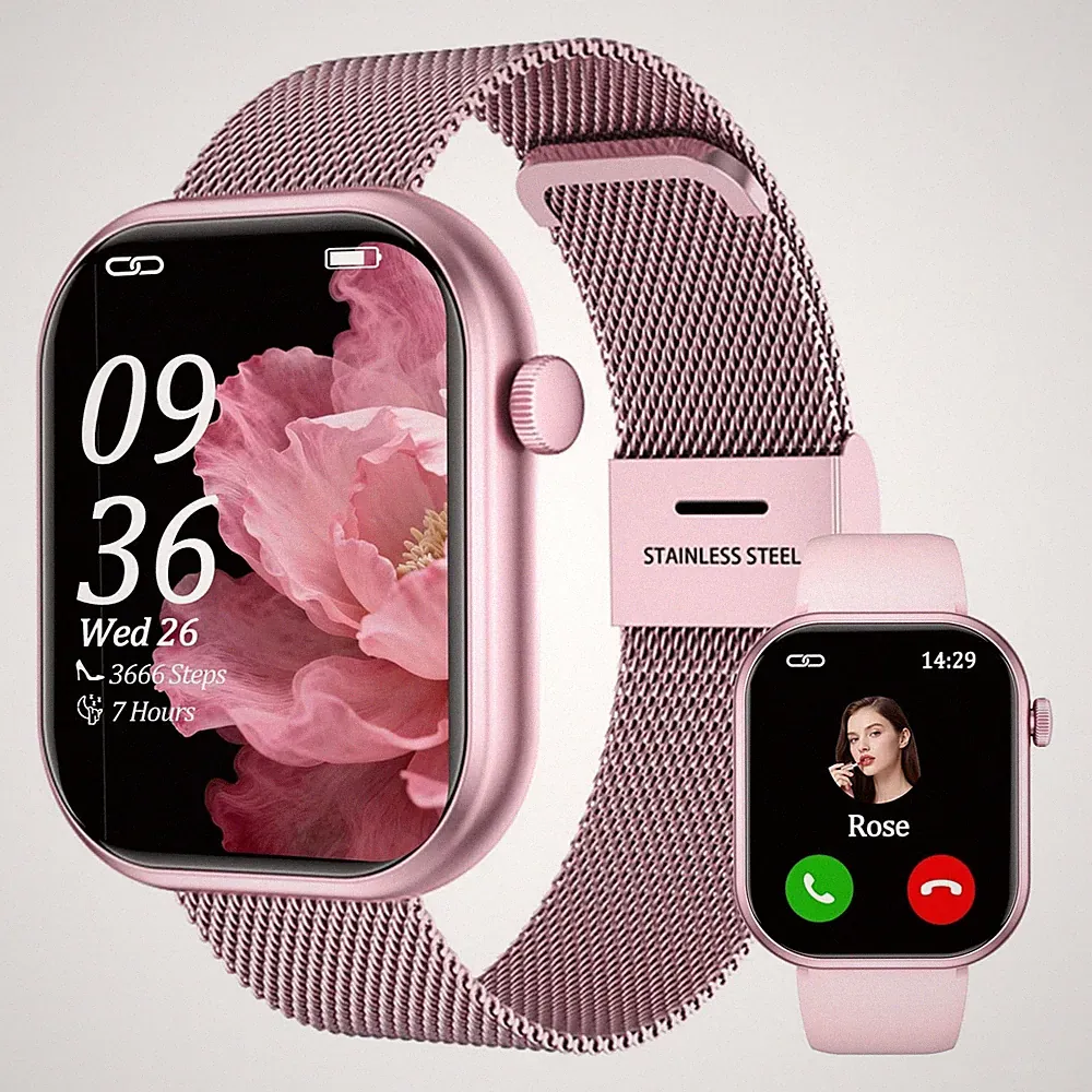 Stilvolle Damen Smartwatch mit 2" HD Display & Bluetooth Telefonfunktion NEU