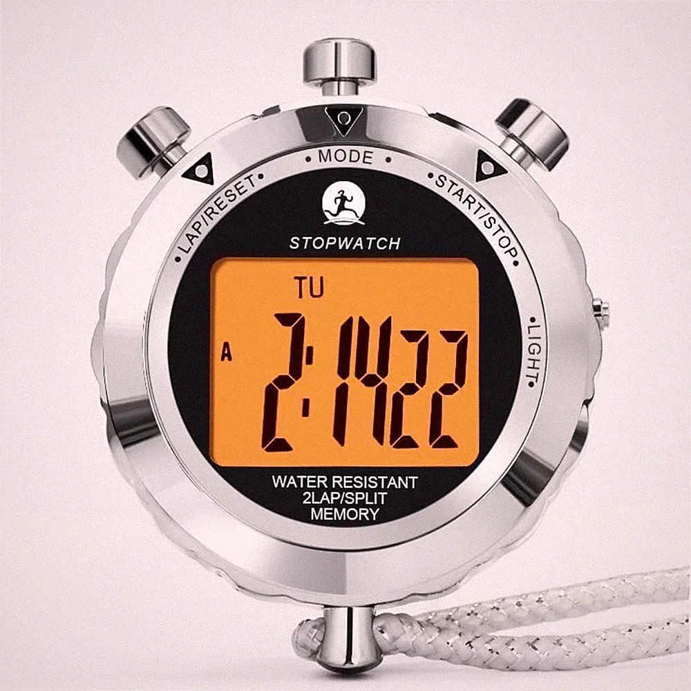 Stoppuhr Metall Sport Timer 2 Runden Hintergrundbeleuchtung Wettkampf Training