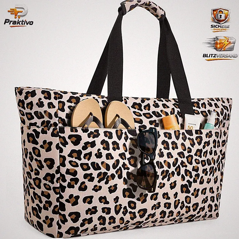 Strandtasche XXL Wasserdicht Sanddicht Faltbar 45L für Damen Urlaub Reisen