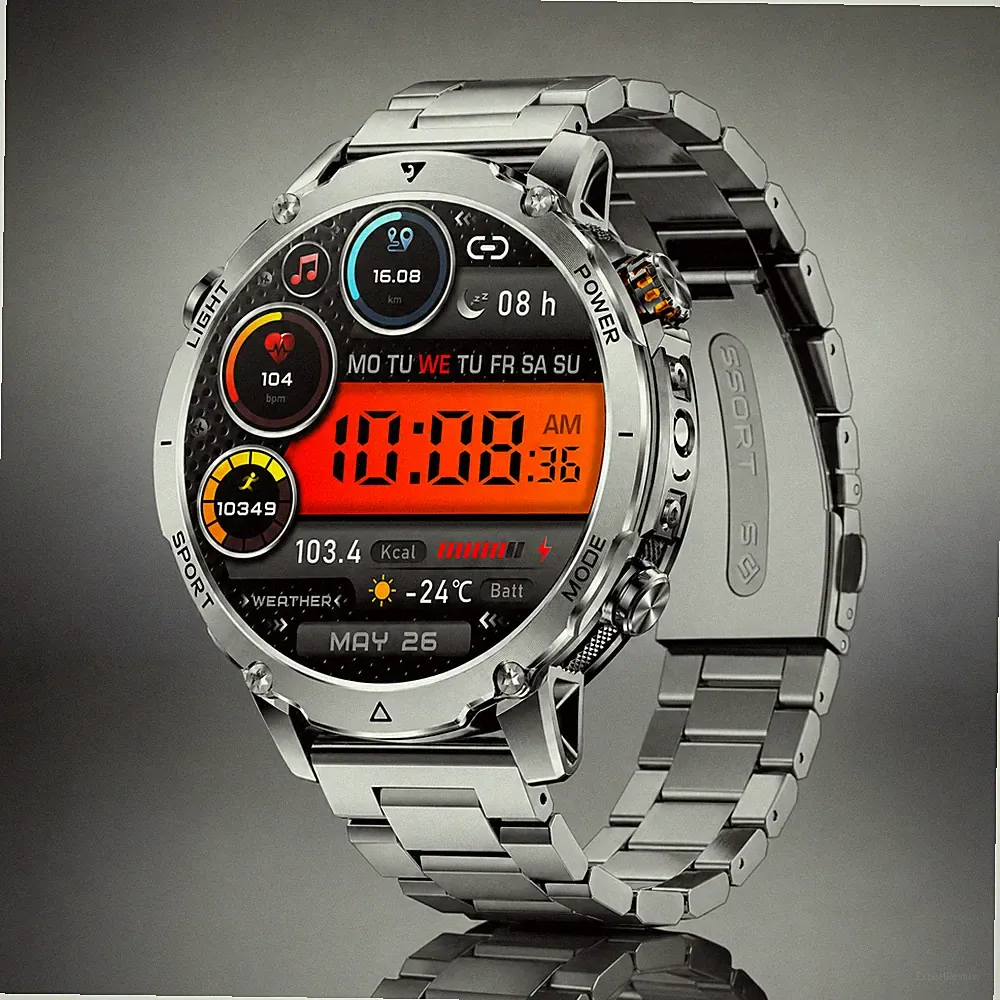 SUNKTA Smartwatch 1400 mAh 1,7″ HD Bluetooth Grau Herzfrequenz NEU OVP