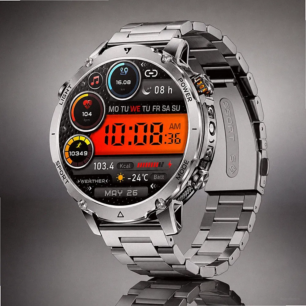 SUNKTA Smartwatch 1400 mAh 1,7″ HD Bluetooth Grau Herzfrequenz NEU OVP