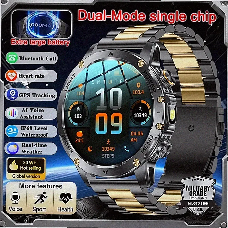 T-Rex 3 Militärqualität 1000mAh Akku Smartwatch IP68 Wasserdicht GPS Bluetooth