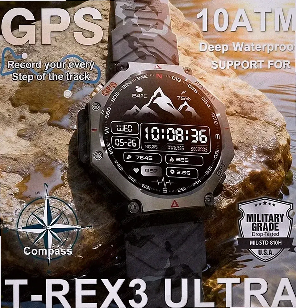T-Rex 3 Ultra GPS Smart Watch Smartwatch Fitness Tracker Sportuhr Herren Damen