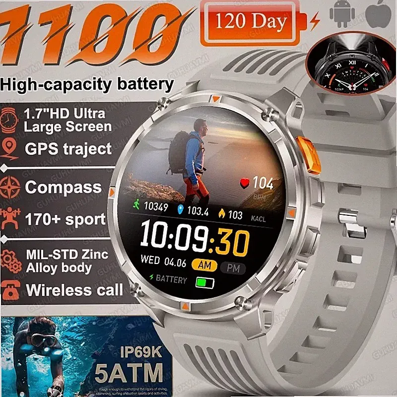 T-Rex3 Ultra Outdoor Smartwatch Grau | 1100mAh| GPS | IP69K | 5ATM Sport-Edition