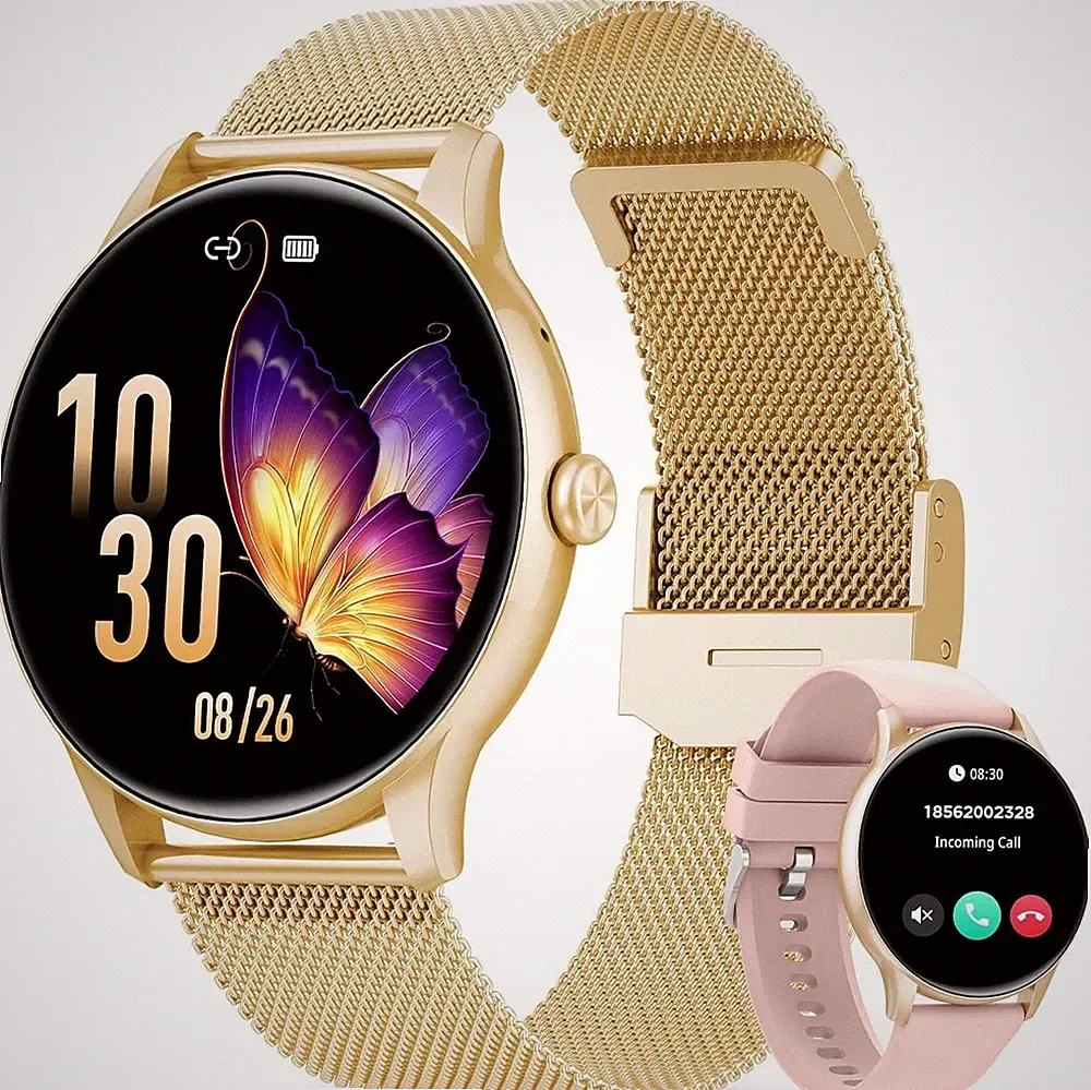Taopodo TG36 Damen-Smartwatch, 1,39" HD, Bluetooth, Telefonie,Herzfrequenzmesser