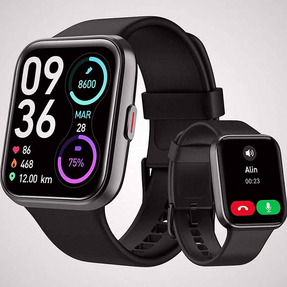 Tensky Smartwatch Herren Damen, 1,85'' Fitnessuhr 3ATM wasserdicht, integrier...