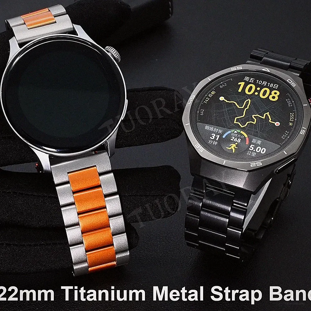 Titan Metall Link Armband für 22mm Smartwatch Universal Luxus Uhrenarmband Strap