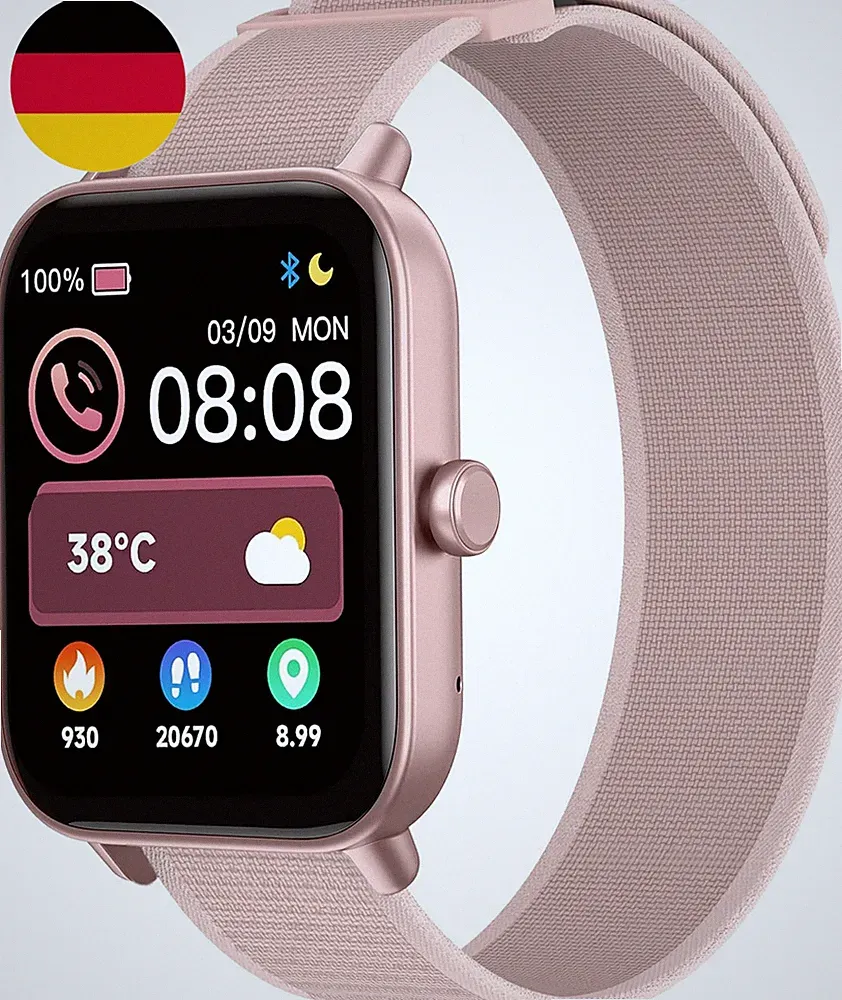 TOOBUR Smartwatch Für Damen Mit Alexa Und Telefonfunktion, 1,8" Fitnessuhr Mit 1