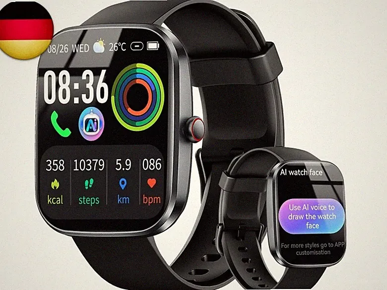 uaue AI Smartwatch Herren Damen, 1.91" Smart Watch mit Bluetooth Anrufen