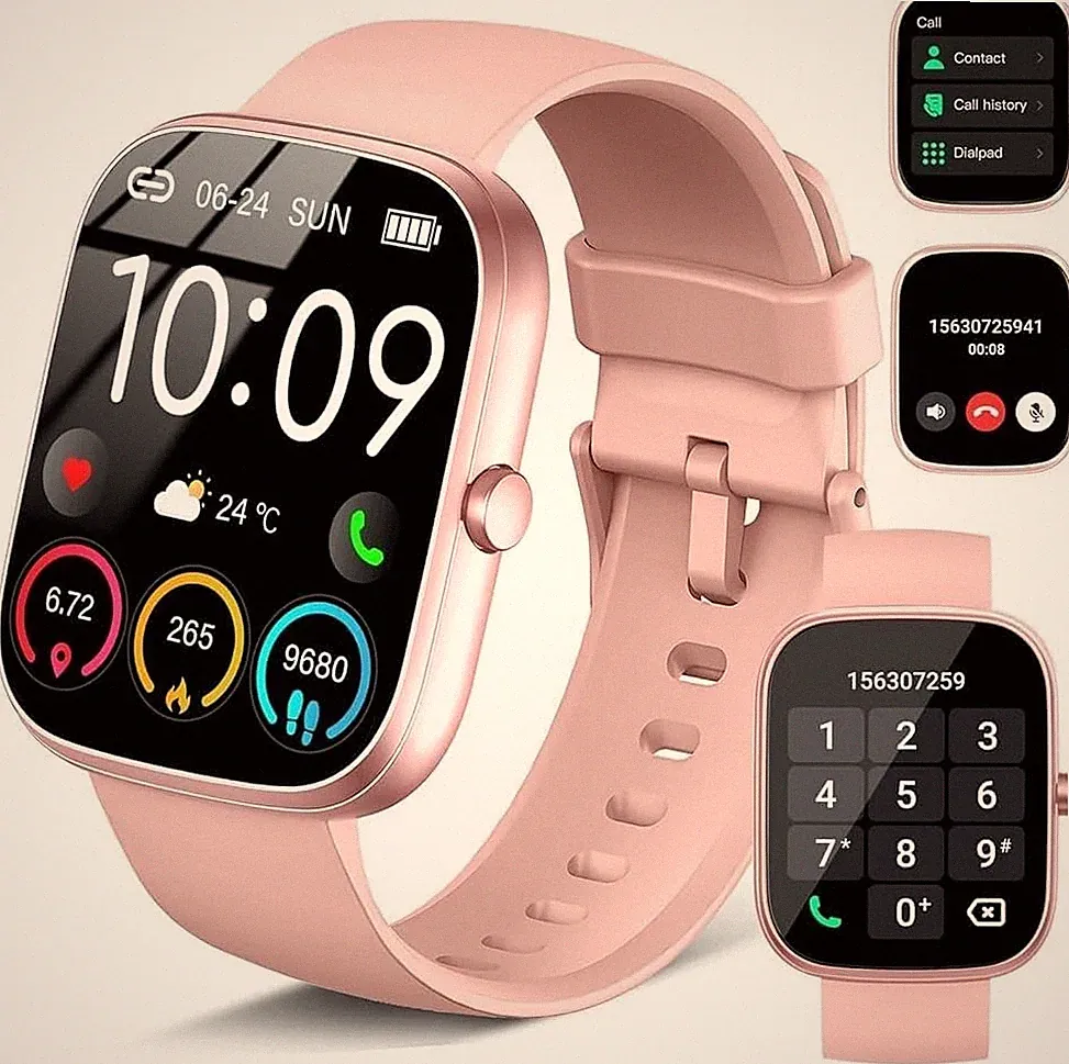 uaue Smartwatch für Damen, 2026 Neu BT5.4 Annehmen/Anrufen 1,91", Pink