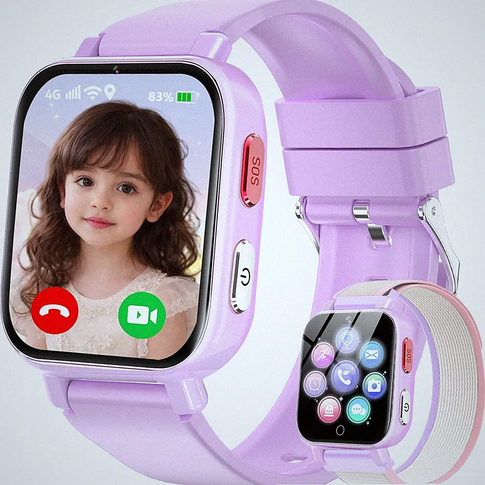 Ucani 4G Smartwatch für Kinder mit GPS Tracker, 4G Telefon, SOS Notruf, Wecke...