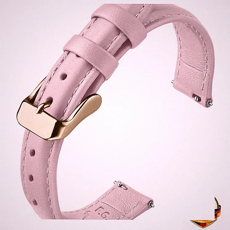 Uhrenarmband 16mm Echtleder für Smartwatch – Sand Pink mit Roségold Schnalle