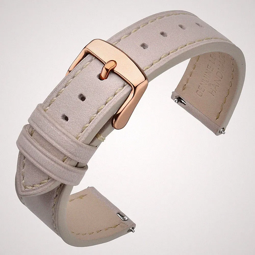Uhrenarmband 18mm, Schnellverschluss Lederarmband Ersatz mit Roségold Schnall...