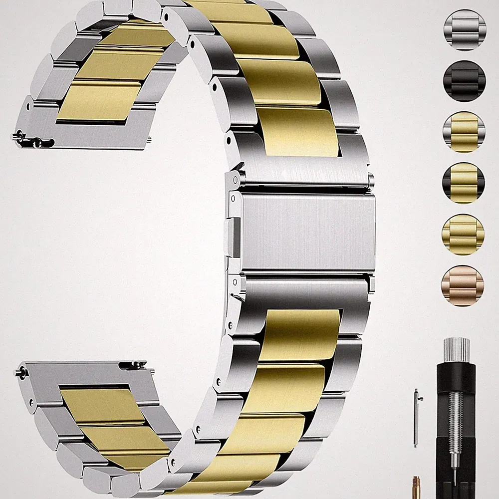 Uhrenarmband 20mm Edelstahl Damen Herren Smartwatch Ersatz Silber Gold