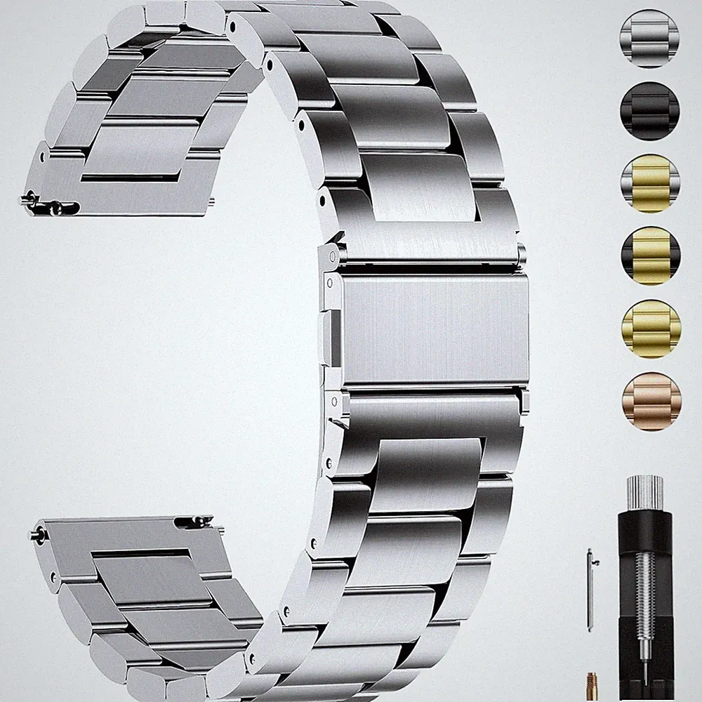 Uhrenarmband 20mm Edelstahl Silber Smartwatch Damen Herren Ersatzband
