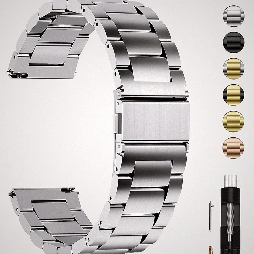 Uhrenarmband 20mm Edelstahl Silber Smartwatch Damen Herren Wechsel Ersatz