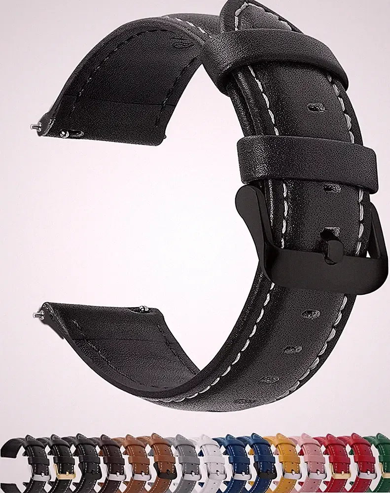 Uhrenarmband 20mm Vintage Lederarmband für Smartwatch Universal Edelstahl