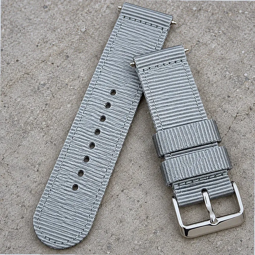 Uhrenarmband 22 mm Grau Nylon Textil Sport Armband Dornschließe Pincode Unisex