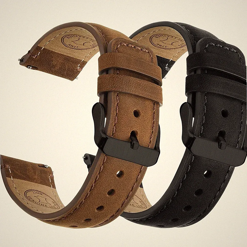 Uhrenarmband 22mm 2er Set Edelstahl Ersatzarmband braun schwarz Smartwatch Uhr