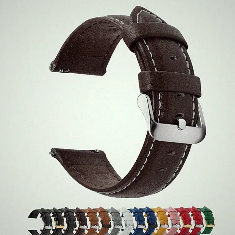 Uhrenarmband 22mm Dunkelbraun Leder Ersatzrmbänder Universal Smartwatch Her