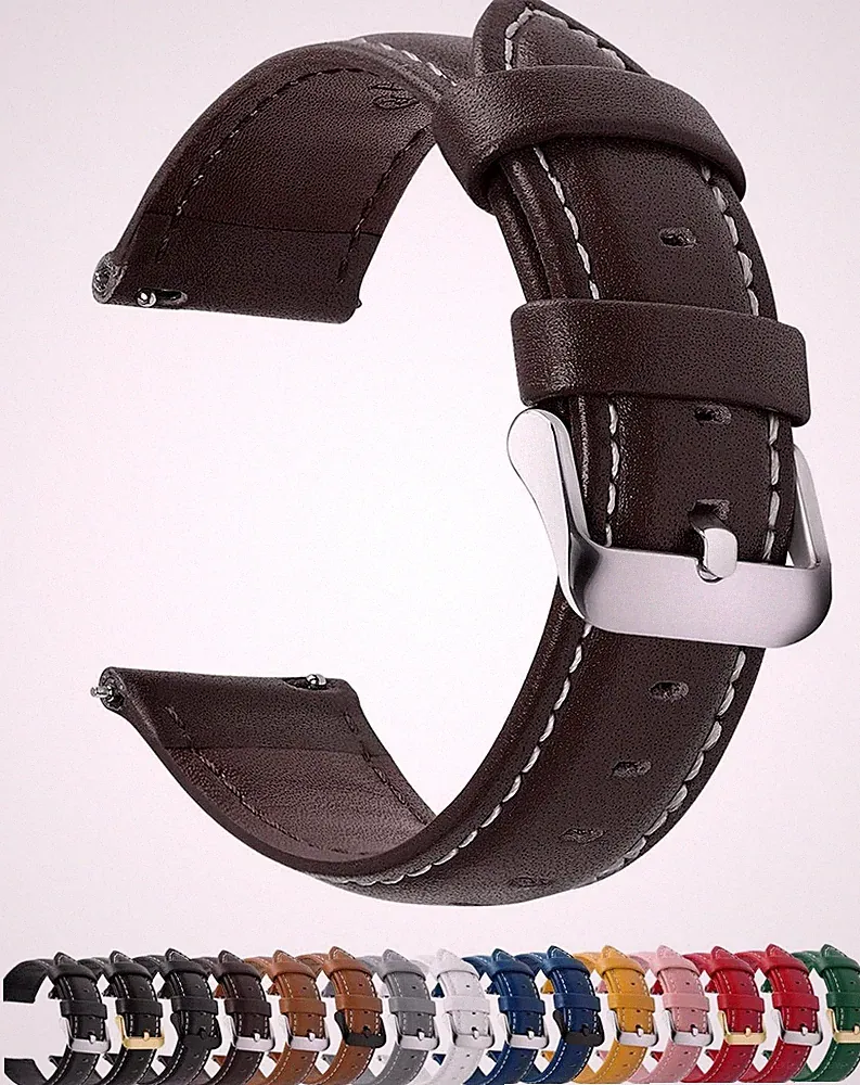 Uhrenarmband 22mm Dunkelbraun Vintage Leder Ersatzrmbänder Universal Smartwatch