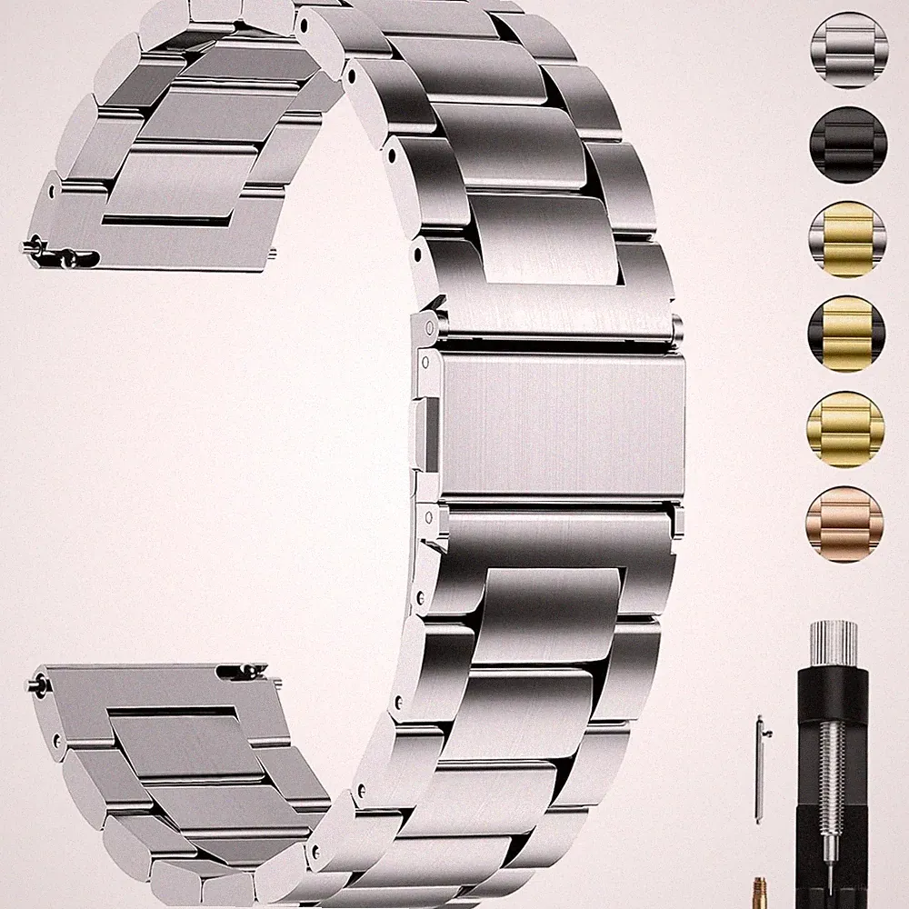 Uhrenarmband 22mm Edelstahl Silber Smartwatch Wechselarmband Damen Herren