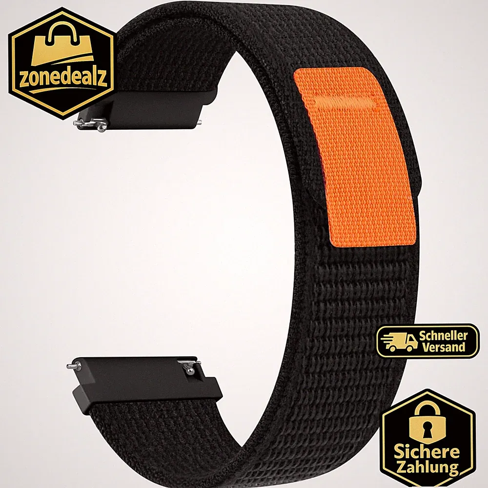Uhrenarmband 22mm Klettverschluss Weich Sport Trail Loop für Smartwatch Damen