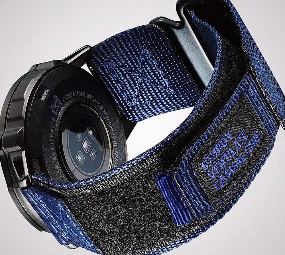 Uhrenarmband 22mm Nylon Klettverschluss Sport Verstellbar für Herren Smartwatch