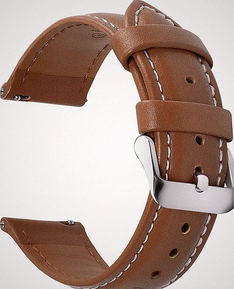 Uhrenarmband 22mm Vintage Leder Braun Edelstahl Schließe für Herren Smartwatch