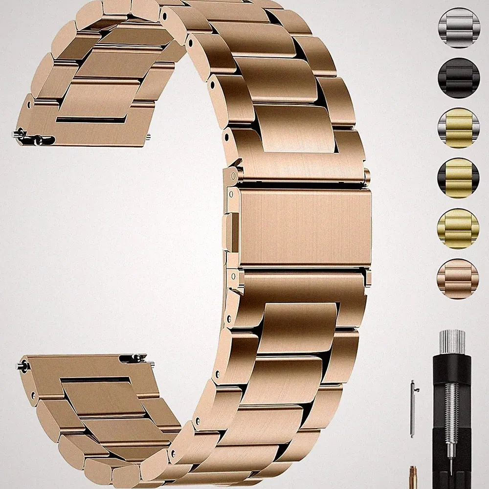Uhrenarmband Edelstahl 20mm Damen Herren Smartwatch Ersatz Rosegold