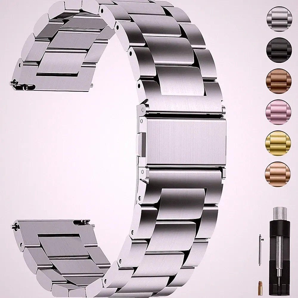 Uhrenarmband Edelstahl 20mm für Smartwatch Damen Herren Silber Ersatz Schnell...