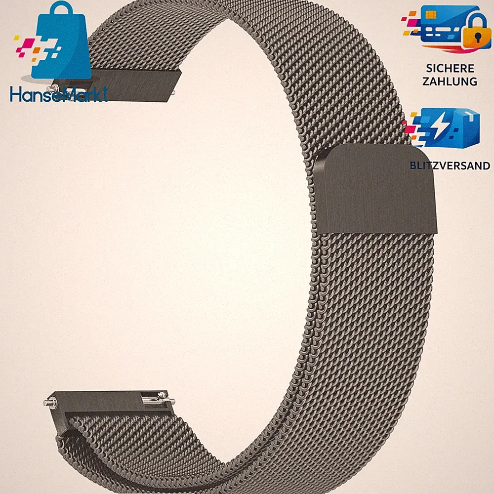 Uhrenarmband Edelstahl 22mm Schnellverschluss Magnetverschluss für Smartwatch