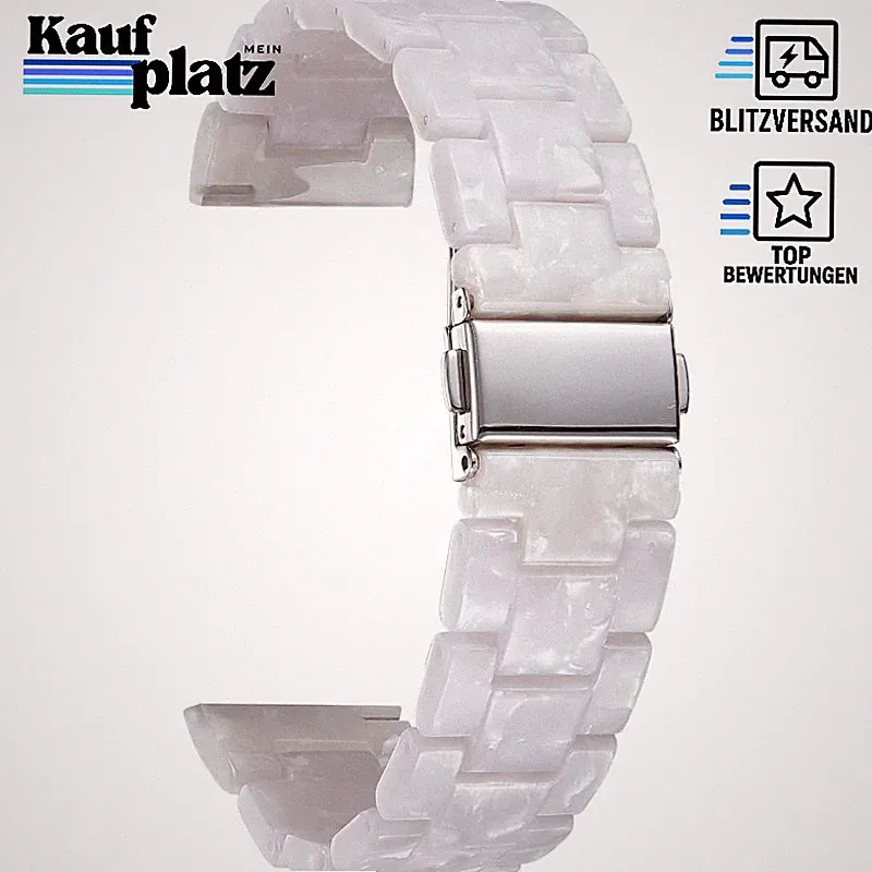Uhrenarmband Kunstharz 12-22mm Ersatzarmband mit Faltschließe für Smartwatch