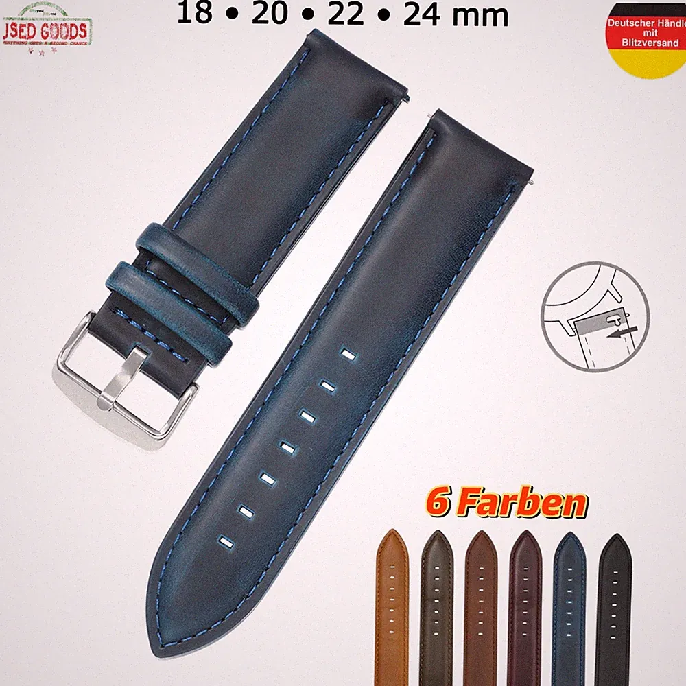 Uhrenarmband Leder Armband Universell 18 20 22 24 mm Ersatzband Smart Watch Uhr